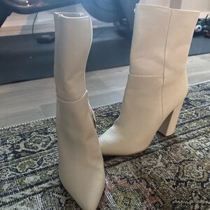 Lulu's Cream Heeled Boots